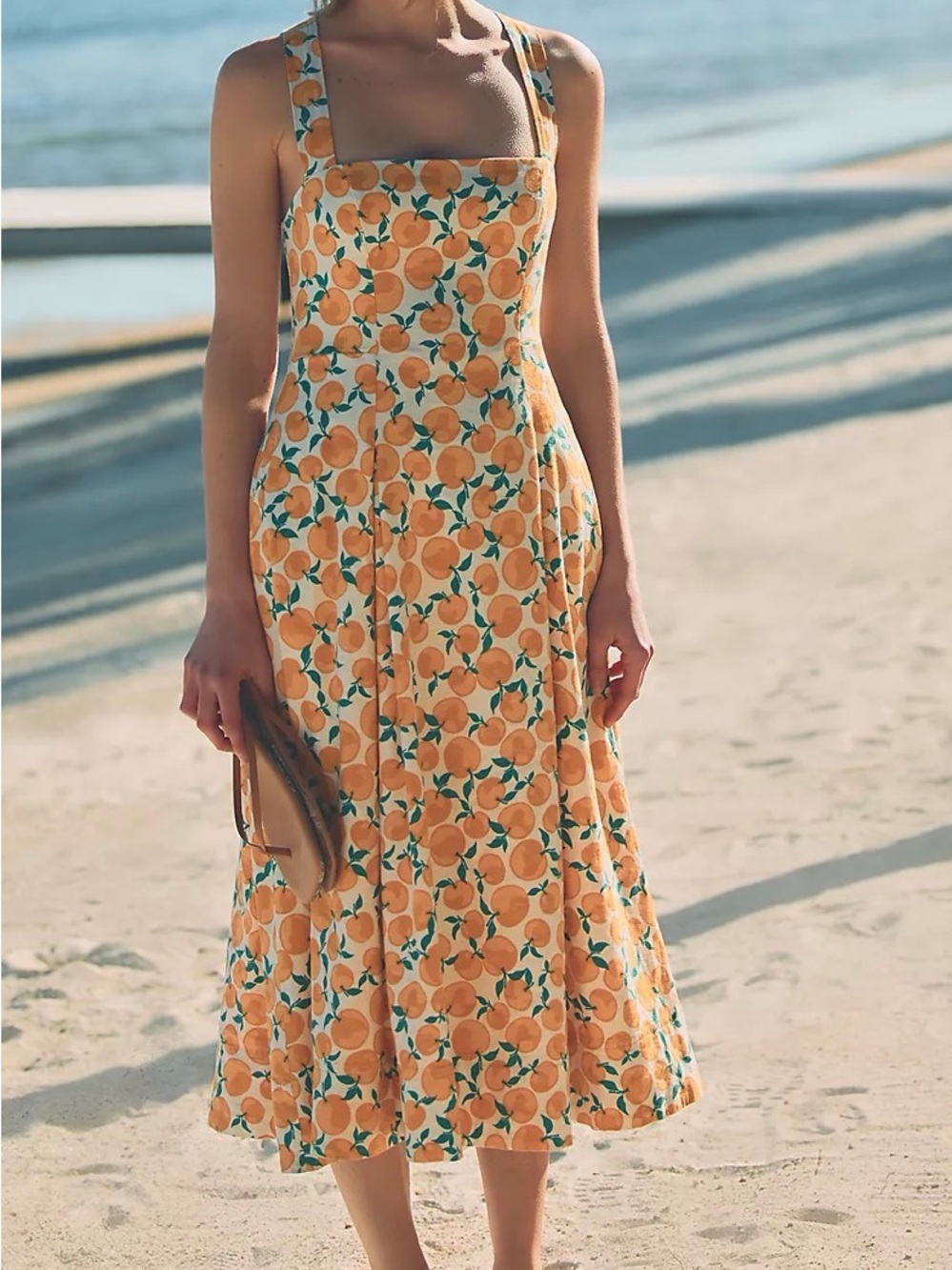 Maeve Orange & Green Fruit-Print Maxi Dress